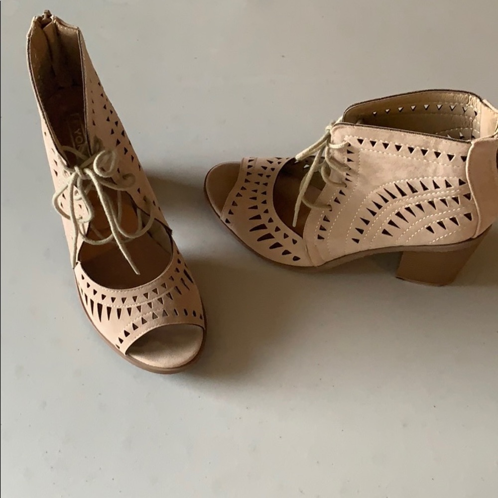 Perforated Block Heel Sandal